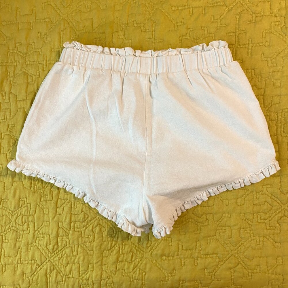 Lani The Label White Ruffled Cotton Shorts — Size Medium - Picture 2 of 10